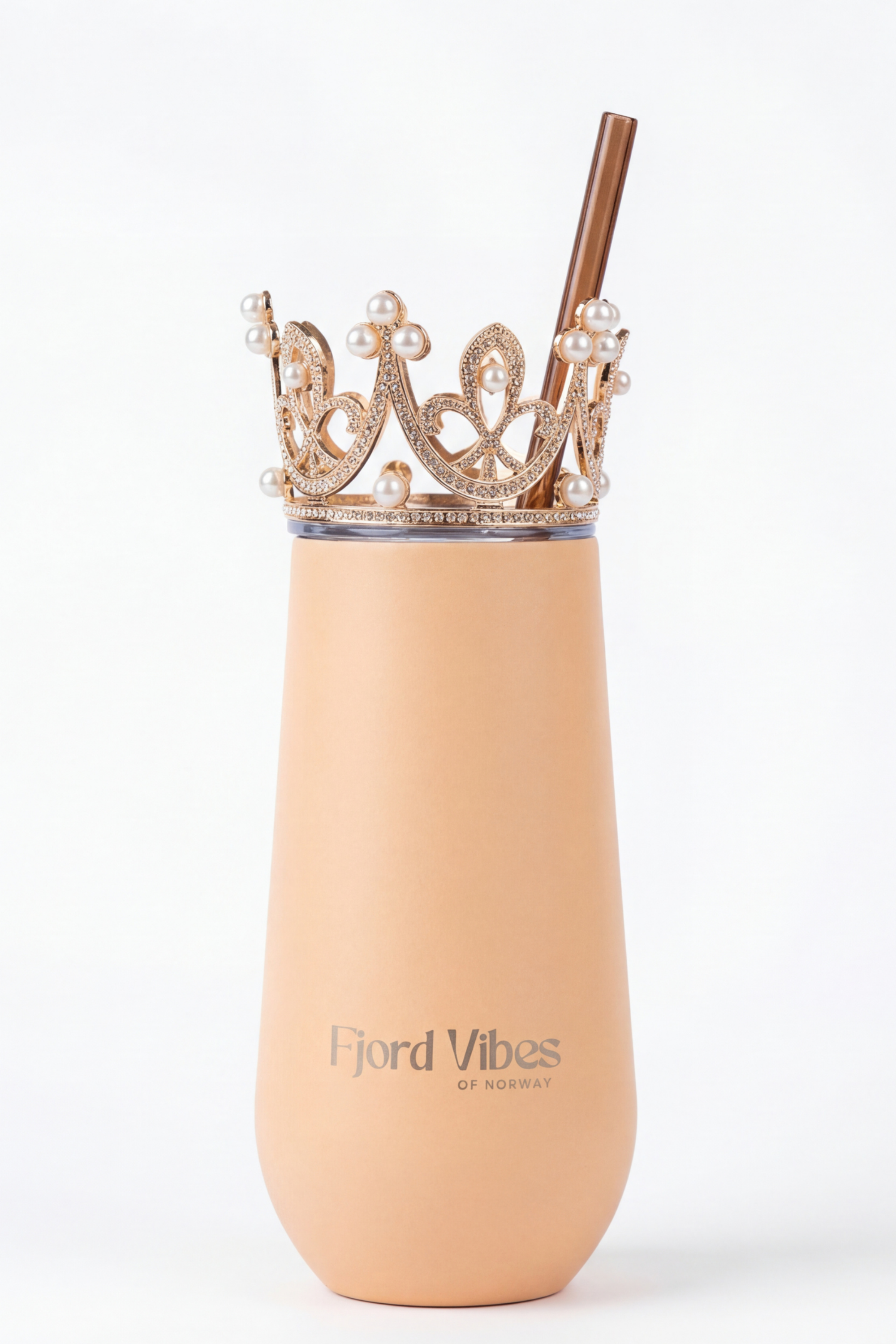 Prosecco - Champagne termokopp - i lys rosa med prinsesse krone fra Fjord Vibes of Norway