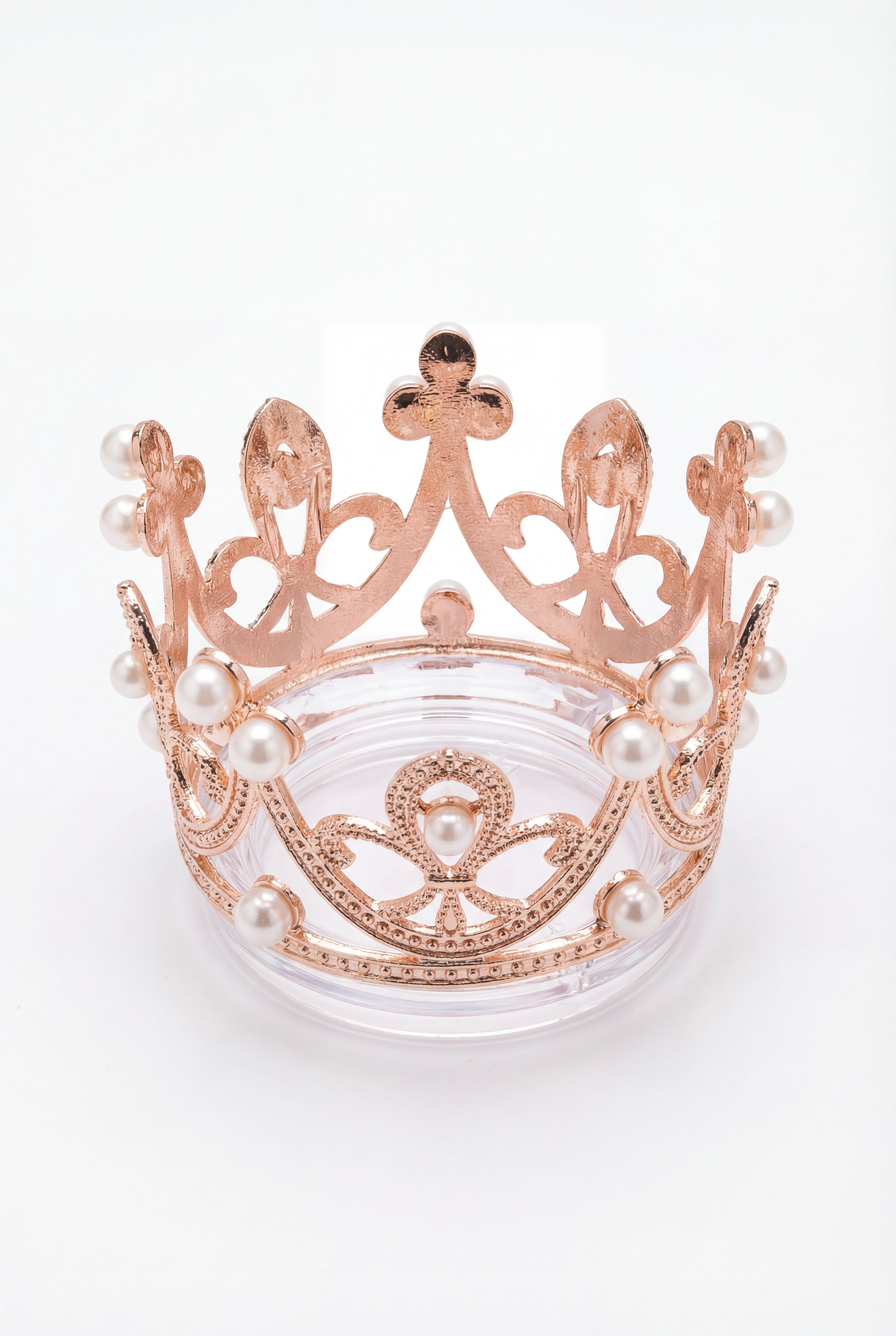 rosegull pyntekrone til prosecco kopp med hull til sugerør