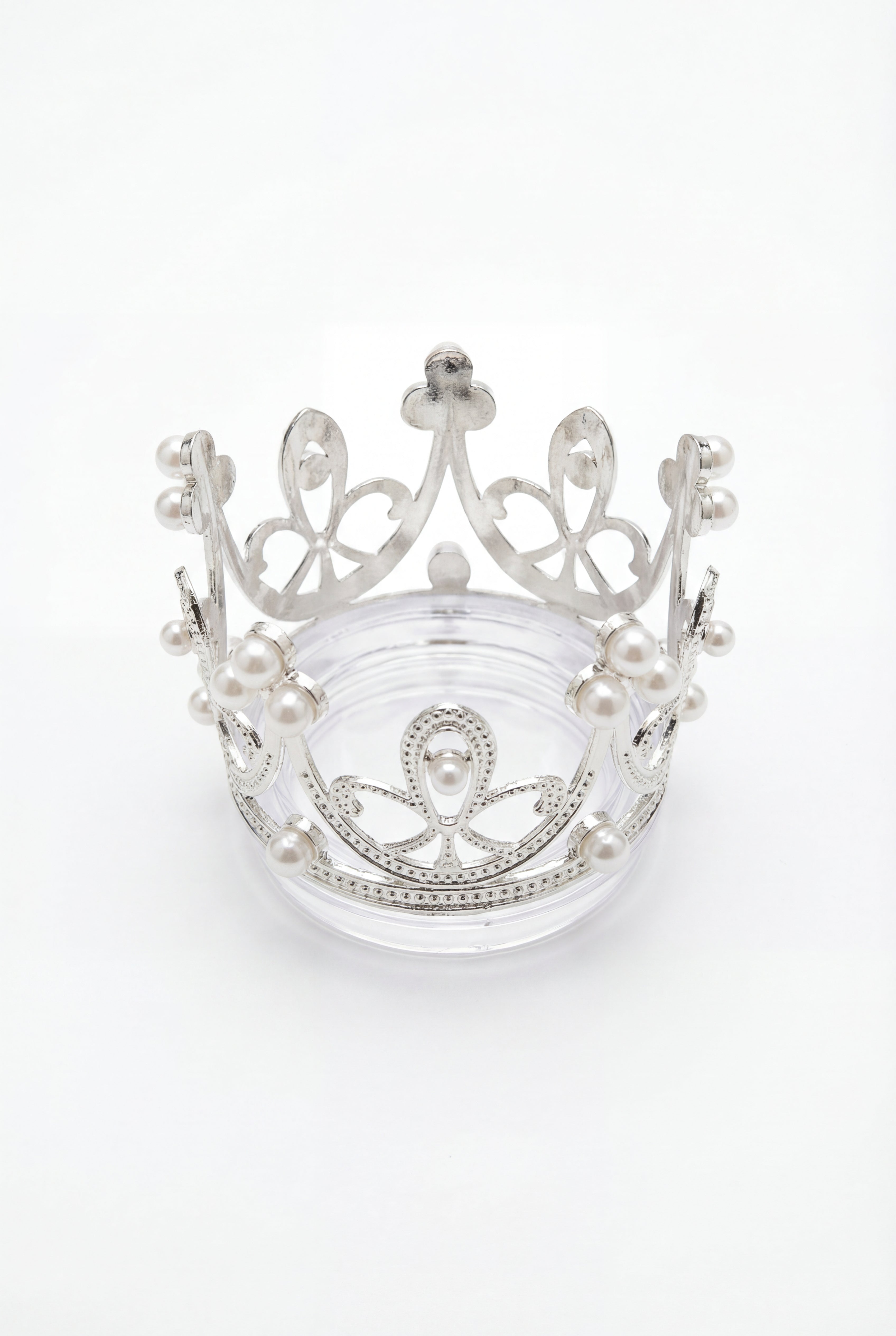 sølvfarget pyntekrone til prosecco kopp med hull til sugerør