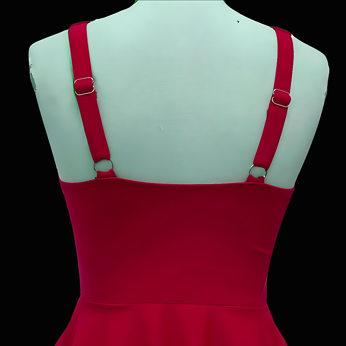 Rygg på badekjole i rød farge med justebare stropper